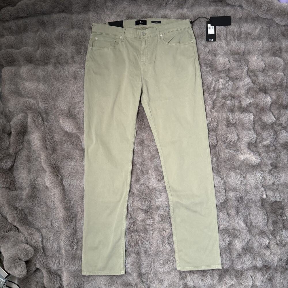 7 For All Mankind Slimmy Luxe Performance Jeans Green Size 38x32 NWT
